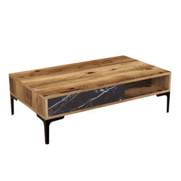 Hanah Home Mesa de Centro Istanbul Nogal y Negro Mármol